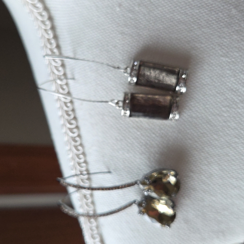 Two Pairs Large Stone Earrings